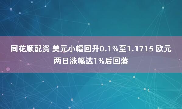 同花顺配资 美元小幅回升0.1%至1.1715 欧元两日涨幅达1%后回落