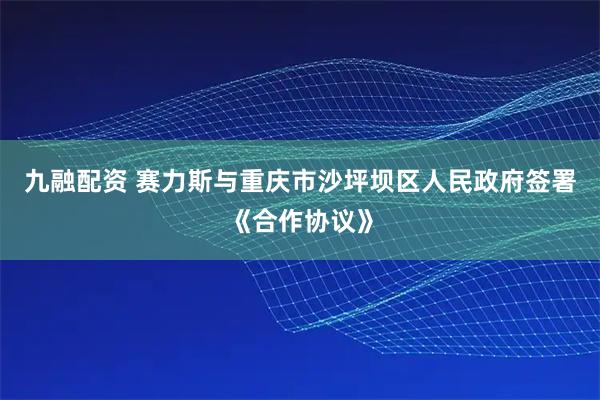 九融配资 赛力斯与重庆市沙坪坝区人民政府签署《合作协议》